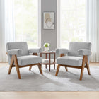 Modway Lyra Fabric Armchair - Light Grey Fabric - Set of 2-Plywood Frame, Rubber Wood Legs