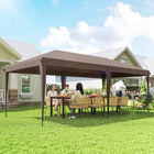 Outsunny 10 ft W x 20 ft L Outdoor Pop Up Canopy Tent with Carrying Bag - Coffee-Straight-leg gazebo tent with 2-tier vented roof and removable sidewalls