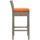 Modway Conduit Outdoor Patio Wicker Rattan Bar Stool - Light Gray Orange-Powder-Coated Aluminum Frame