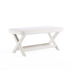 Manhattan Comfort Abigail 42.12" Mid-Century Modern Velvet Upholstered Ottoman Bench - Cream-Mid-Century Modern Ottoman Perfect for Living Room and Bedroom Use