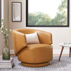 Modway Celestia Vegan Leather Fabric and Wood Swivel Chair - Tan-Vegan Leather Upholstery