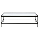 Hudson&Canal Alexis 54"W Rectangular Coffee Table - Blackened Bronze-Features a steel frame and tempered glass top and shelf