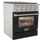 Kucht 30" KNG Series Pro Style Natural Gas Range - Stainless Steel/Black-Heavy-duty cast-iron cooking grates withstand intense heat and allow cookware to move between burners without lifting