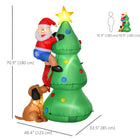 HOMCOM 6' Lit Inflatable Christmas Tree with Santa Claus and Dog Decoration-Colour: Green 