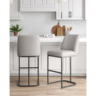 Manhattan Comfort Serena 17.71" Modern Leatherette Upholstered Barstool - Light Grey - 2 Pack-Frame Made of Metal with Matte Black Finish