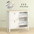 HOMCOM Shoe Cabinet with Flip Drawers in Narrow Design - White-Flat top surface for holding items and decorations