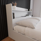 Nexera Hunter Bookcase Headboard - Queen Size - White-Dual Shelves: Offers two shelves for additional storage without using extra floor space