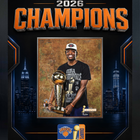 Frameworth New York Knicks 2026 Champions: OG Anunoby Trophy PhotoGlass Framed Photo - 18" W x 22" H - Black-Framed photoglass display: OG Anunoby PhotoGlass Frame New York Knicks 2026 Championship Trophy Black Championship Design for New York Knicks fans and collectors