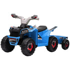 Aosom Kids 6V Battery Powered Ride-on ATV with Back Trailer - Blue-Back trailer for storing toys 
