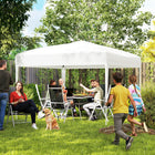 Outsunny 10 ft W x 10 ft L Folding Pop Up Tent Canopy Outdoor Gazebo - White-Rust-resistant steel framework for long-term use