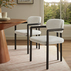 Modway Elio Barrel Fabric and Metal Dining Chair - Black/Cream-Powder-Coated Metal Frame