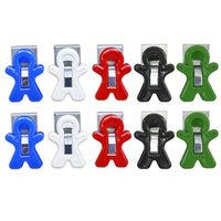 The Pencil Grip Magnet Man Magnetic Clip - White/Blue/Red/Black/Green - 10 Pack-Attach to filing cabinets, refrigerators and any other magnetic surface