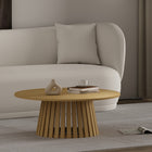 Manhattan Comfort Layla 35.4" Modern Coffee Table - Natural Oak-Elegant Round Table Top Provides Ample Surface Space for Decor, Drinks, or Other Essentials