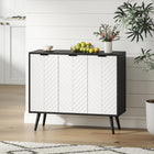 HOMCOM Modern 36" L Sideboard Buffet Cabinet - Black-Equipped with two adjustable shelves to accommodate items of various heights