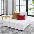 Modway Saunter Tufted Fabric Armless Chair - White-Polyester Fabric Upholstery