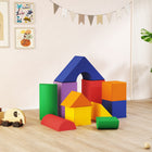 Soozier Toddler Soft Play Blocks 11-Piece Set - Classic Colours-Kid's soft play set includes 2 Cuboids, 3 Cubes, 3 Right Triangles, 3 Cylinders 