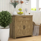HOMCOM Farmhouse 31.5" L Sideboard Buffet Cabinet with Storage - Natural Wood-Comes with an enclosed cabinet and a drawer for different storage needs