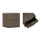 Manhattan Comfort Clive 22" Mid-Century Modern 2-Drawer Nightstand - Walnut and Black-Sleek metal accents add subtle contrast while keeping the profile clean and contemporary
