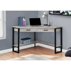 Monarch Specialties 7505 42" Computer Desk - Grey Reclaimed Wood Corner-Open and closed storage options include 1 storage drawer that is extra wide and equipped with 2 handles in a black finish and metal drawer glides, and 1 bottom shelf with an L-shape