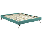Modway Loryn Fabric King Bed Frame with Round Splayed Legs - Teal-Solid Wood Frame
