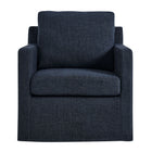 Modway Serene Fabric Slipcovered Swivel Armchair - Slate Blue-Non-Marking Floor Glides
