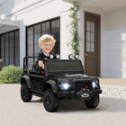 Qaba 12V Land Rover Licensed Kids Ride on Jeep Truck - Black-The toy car runs up to 1 hour with a 12V 7Ah battery 