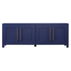 Hudson&Canal Chabot TV Stand for TV's up to 75" - Dark Blue-A transitional design accommodates TVs up to 75" for your entertaining space