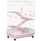 PawHut 45" H 4-Level Small Pet Cage with Slide-out Tray - Pink-Ideal for small pet of large size such as rabbits, pet mink, chinchillas, etc 