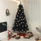HOMCOM 7.5' Artificial Christmas Tree with Auto Open - Steel Base - Black-Black colour for both Halloween and Christmas spirit 