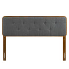 Modway Collins Tufted Fabric and Wood Queen Headboard - Walnut Charcoal-Dense Foam Padding