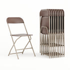 Flash Furniture HERCULES Series Premium Brown Plastic Folding Chair - 10 Pack-650 lb. Weight Capacity