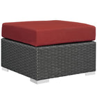 Modway Sojourn Outdoor Patio Sunbrella Ottoman - Canvas/Red-Long Lasting Sunbrella Fabric 