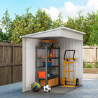 Outsunny 4' x 8' Steel Garden Storage Shed with Lockable Door & 2 Air Vents for Backyard-Lock-on door ensures security for the storage house, with lock and keys included

