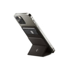 Spigen Magnet Card wallet - Gun Metal-Capable of keeping up to 2 cards in the storage slot. Tri-fold design transforms the wallet into a kickstand