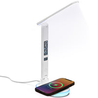 ShoppingAll LED Multi-Functional Office Lamp with RGB Base, Wireless Charger, and USB Charging - White-Versatile Functionality: This LED Desk Lamp Combines Illumination, Wireless Charging, And USB Charging In One Sleek Design.