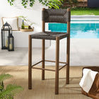 Modway Parkland Outdoor Patio Rattan and Aluminum Bar Stools - Walnut - Set of 2-All-Weather Design