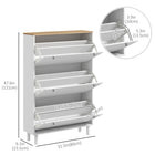 HOMCOM Shoe Cabinet with 3 Flip Drawers for 24 Pairs - White-Compact design suitable for small areas