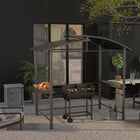 Outsunny Camping Kitchen Station with 2-Shelf and Carrying Bag for BBQ Party Picnics Backyards - Grey-Door keeps inside protected, with a secure zip fastening. Can be rolled and held back to keep open