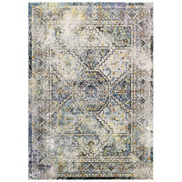 Modway Success Jacinda Distressed Vintage Floral Vintage Medallion Area Rug - 4 ft W x 6 ft L - Multicolored-Distressed Vintage Floral Vintage Medallion Area Rug