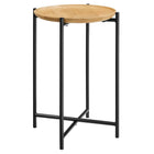 Modway Xilo Round Wood and Metal Side Table - Oak-Round End Table