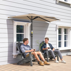 Outsunny Half-Round Patio Umbrella with Crank and Vent - 9.8' - Coffee-Convenient set up and take down with the crank handle