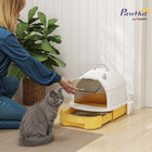 PawHut Cat Litter Box with Cleaning Drawer - 15.9" W x 20.5" D - Yellow-Two replaceable deodorizing bags control unpleasant odors 