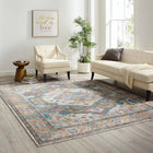 Modway Success Anisah Distressed Floral Vintage Medallion Area Rug - 8 ft W x 10 ft L - Grey Ivory Yellow Orange-Tight Low Pile Weave