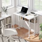 HOMCOM 31.5" Rolling Folding Desk with Wheels and Storage Bag - White-Folding desk can be used as a side table to fit narrow spaces