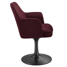 Modway Lippa Swivel Dining Performance Velvet Armchair - Black Mulberry-Plastic Rubber Ring for Floor Protection