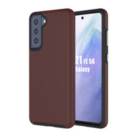 AXS PROTech Dual-Layered Anti-Shock Case with Military-Grade Durability for Samsung Galaxy S21 FE 5G - Burgundy-Shock resistant