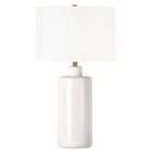 Hudson&Canal Carlina 25" Tall Ceramic Table Lamp with Fabric Shade - Matte White/White-Traditional design for your living room, workspace, or bed side table