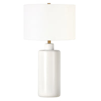 Hudson&Canal Carlina 25" Tall Ceramic Table Lamp with Fabric Shade - Matte White/White-Traditional design for your living room, workspace, or bed side table