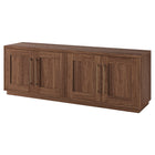 Hudson&Canal Tillman Rectangular TV Stand for TV's up to 75" - Satin Walnut-The top has a weight capacity of 75lbs, lower shelves can hold 25lbs each