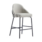 Manhattan Comfort Gracie 22" Modern Leatherette Upholstered Counter Stool - Stone and Black - 2 Pack-Seat Height: 26 in